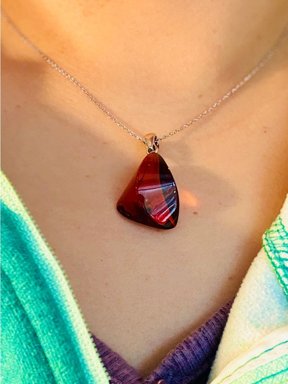 Genuine Natural Red Amber Pendant (just the pendant, necklace not included)